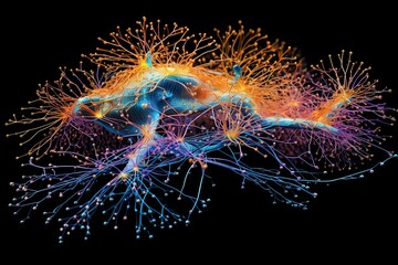 Neural network, visualization, human brain, analog, intricate, detailed, complexity, visual representation, background, cognitive processes, artificial intelligence, machine learning, data processing,