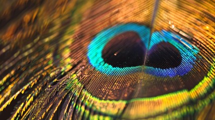 Obraz premium Close-up of a Vibrant Peacock Feather