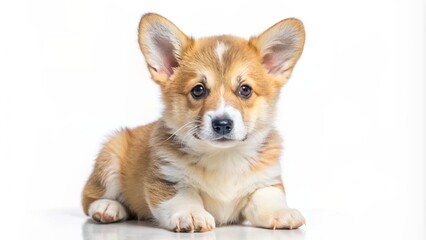 Obraz premium A cute corgi puppy sitting on a white background