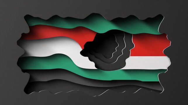paper cutout mockup of the Sudanese flag, providing a unique and artistic background for your design projects.