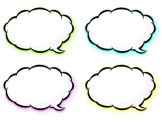 ポップで雲みたいなふわふわな吹き出しネオンカラー影付きその2