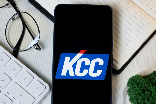 New York, USA - 11 June 2024: KCC Logo on Phone Screen, Company Icon