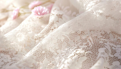 Lace is the intricate, delicate texture of timeless beauty: Illustrate a close-up of lace, with its intricate and delicate texture symbolizing elegance and grace