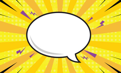 Blank speech bubble comic pop art yellow background design