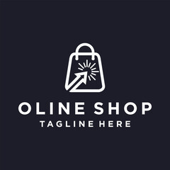 Vector shopping bag store logo. online shopping logo design