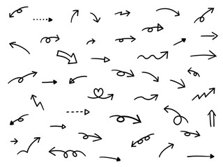 手描きの矢印のベクターイラストセット　やじるし　手書き　アイコン　シンプル　線　ベクトル