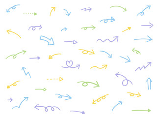 手描きの矢印のベクターイラストセット　やじるし　手書き　アイコン　シンプル　線　ベクトル
