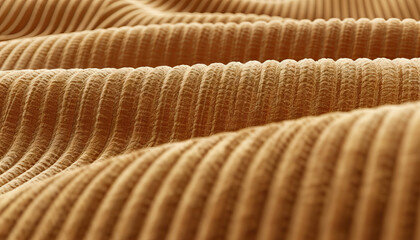 Corduroy is the ribbed, textured texture of casual charm: Visualize a close-up of corduroy, with its ribbed and textured texture symbolizing casual charm and comfort