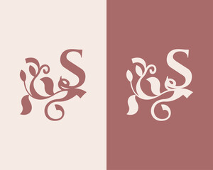 Vintage S Letter Floral Design. Classic Monogram Alphabetical Icon for Restaurant, Boutique, Hotel.
