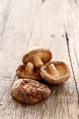 Shiitake mushroom on wooden table