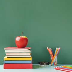 Stack of Books With Apple on Top