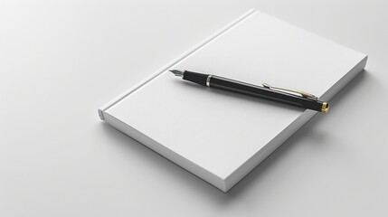 Blank Notebook with Fountain Pen, Minimalist Stationery