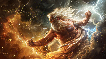 Jupiter, Roman God with Thunderbolts and Alien Technology in Storm