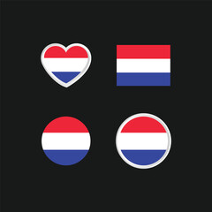Naklejka premium Netherlands nation flag collection emblem design vector
