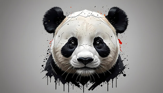 minimalist cute panda face with bold black lines