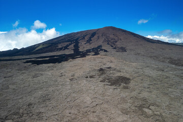 Volcanic landscape with the Peak of the Furnace at Reunion Island