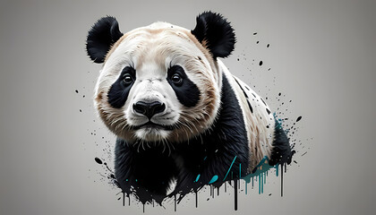 minimalist cute panda face with bold black lines
