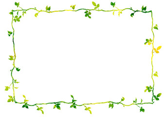 シンプルなリーフ枠　緑