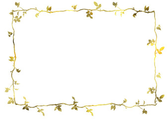 シンプルなリーフ枠　金色