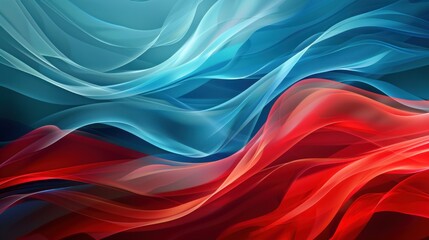 Abstract blue and red waves background.