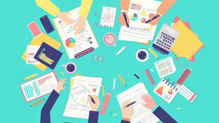  Harmonious Collaboration in a Serene Business Environment - Embracing Marketing Strategies and Digital Solutions, Flat illustrations, 4k HD wallpapers, backgrounds, generated by AI