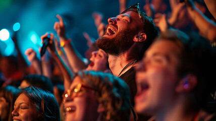 Bearded man stands out in busy crowd