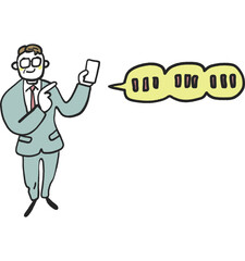 マイナンバーカードのデジタル化を促すスーツの男性　ストックイラスト素材
