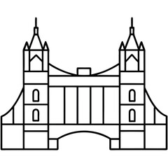 Obraz premium The hotel's architecture is a blend of Gothic and Vintage styles. Flat style icons with a linear stroke outline. Collection of icons with color line art. 
