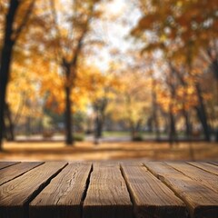 Wooden Table With Blurry Background