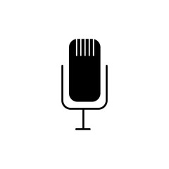 Microphone icon vector, simple flat black illustration on white background..eps