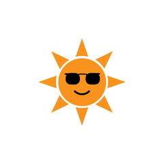 Summer Sun Face with sunglasses vector flat color illustration on white background..eps