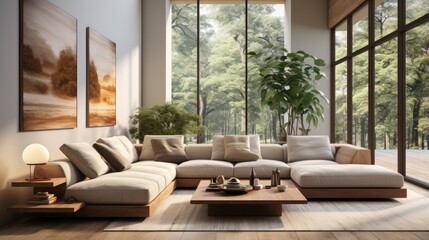 modern living room with fireplace
