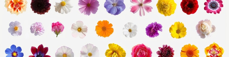 Assorted Colored Flowers on White Background