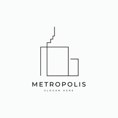 building city line art logo design graphic vector