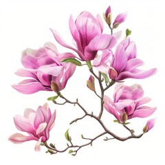 Obraz premium Pink Flowers on White Background