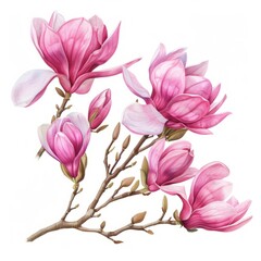 Fototapeta premium Pink Flowers on White Background