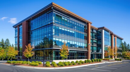 Obraz premium Modern Office Building with Glass Facade