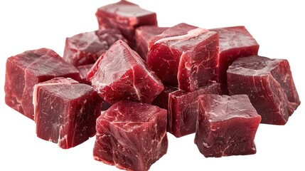 Fototapeta premium floated meat cubes isolate on transparency