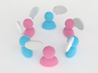 6人の意見交換立体アイコン　3Dイラストレーション