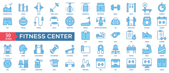 Fitness Center Icon Collection Set. Easy To Use, Easy To Edit And Simple Line Vector Icons.