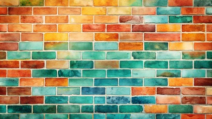 Watercolor Brick Wall in Earthy Tones