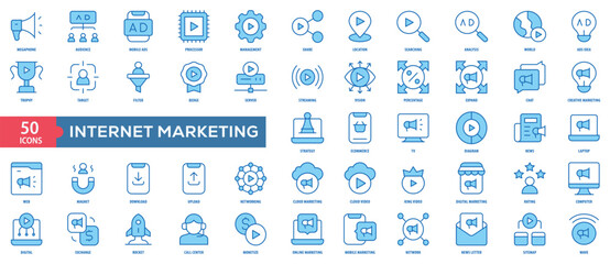 Internet Marketing Icon Collection Set. Easy To Use, Easy To Edit And Simple Line Vector Icons.
