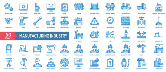Manufacturing Industry Icon Collection Set. Easy To Use, Easy To Edit And Simple Line Vector Icons.