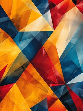 A geometric abstract wallpaper with sharp lines and bright colors, creating a modern and dynamic look