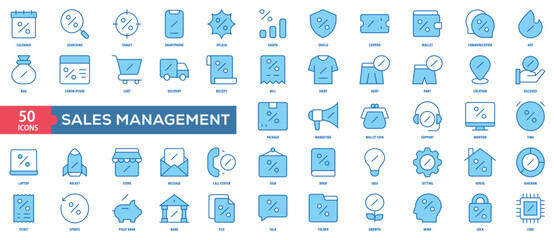 Sales Management Icon Collection Set. Easy To Use, Easy To Edit And Simple Line Vector Icons.