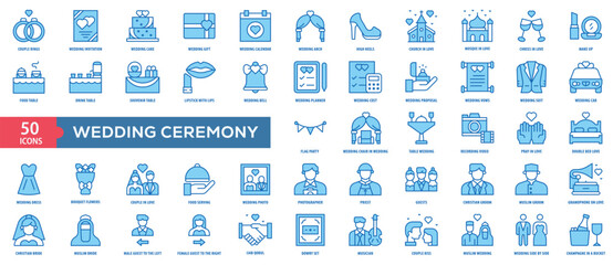 Wedding Ceremony Icon Collection Set. Easy To Use, Easy To Edit And Simple Line Vector Icons.