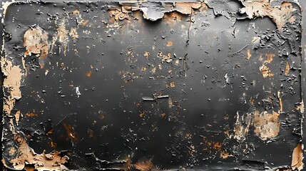 Black painted metal surface with peeling paint