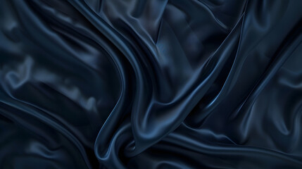 Obraz premium Abstract dark background Silk satin fabric Navy blue color Elegant background with space for design Soft wavy folds Christmas birthday anniversary award Template : Generative AI
