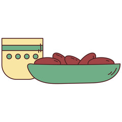 Ramadan Kareem Doodle in Flat Cartoon Design. Vector Illustration.