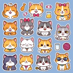 Adorable 3D Cat Stickers Cute and Playful Characters for Digital Fun